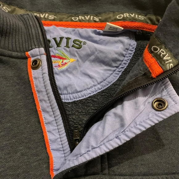 ORVIS Signature Quarter Zip Sweatshirt Pullover Men's XXL Grey Charcoal Fleece - Picture 3 of 10